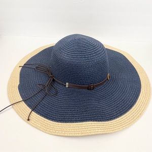 Lucky 7 Floppy Wide Brim Blue Tan Beach Hat